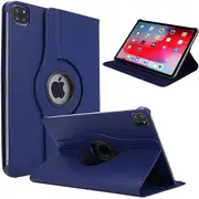 For Apple iPad Air 13 2024 11 inch Leather Smart 360 Rotate Flip Stand Case Cover (Navy Blue)
