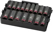 [Milwaukee] Shockwave 1/2 Inch Drive Metric Deep Impact Tray Socket Set (16-Pieces)