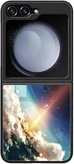 Compatible with Samsung Galaxy Z Flip5 5G Case,(Tempered Glass Back Plate+TPU Soft Edge) 2 in 1 Phone Case Cover CC