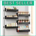 Sleek Black Magnetic Spice Racks - 6 Pack for Effortless Kitchen Organization