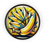 Home Decor Wall Clock Cubist Banana Art Geometric Colors Abstract