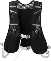 [Krujecnt] Running Water Vest | Adjustable Running Vest PackLightweight - Breathable Water Backpack with Cell Phone Holder, Soft Flask Pockets for Cycling, Hiking, Outdoor