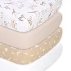 Caramel Safari Print & Solid Organic Cotton Jersey 4 Pack Fitted Crib Sheet Set