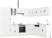 14 Piece Kitchen Cabinet Set Porto White Engineered Wood, Modular Design with Ample Storage, Moisture-Resistant, Durable Adjustable Feet, Easy Maintenance & Assembly Required