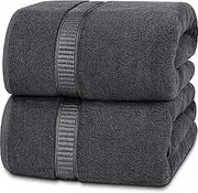 Utopia Towels - Pack of 2 Soft Cotton Machine Washable Extra Large Grey Bath Towel - Luxury Bath Sheet 90 x 180 cm, Grey