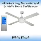 Revolve 48 inch Ceiling Fan in White with Light and White Touch Pad Remote