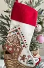 Pottery Barn Holiday Icons Crewel Stocking GINGERBREAD HOUSE New with tags