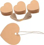 Ipetboom 1 Set Heart Shaped Tags Blank Present Tags with String for DIY Crafts Romantic Decorations for Valentine Day and Creative Projects