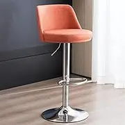Kitchen Island Stool Grey, Bar Stools PU Leather Counter Height Barstools with Back, Height Adjustable Swivel Bar Chairs, Modern Armless Breakfast Bar Stools with Footrest (Color : /Orange B) to