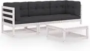 Generic 4 Piece Garden Lounge Set with Cushions Solid Pinewood,3076375