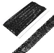 uxcell 1.5cm x 6m Sequins Trim Flat Sequin Paillette Ribbon Strip Braid for Crafts, Embellishments, DIY Sewing Costume Black
