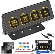 Wireless 4 Gang Switch Panel, Niking Auto Multifunction Offroad LED Switch Pods with Toggle Pulse Auxiliary Universal Circuit Control Relay System Control Box for 12V Trucks SUV UTV Car Boat RV Marine