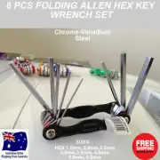 Heavy Duty Folding Hex Key Set Allen tools Wrench allan pocket chrome tool 8 PCS