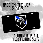 Thin Blue Line Law Enforcement Horse Mounted Unit Aluminum License Plate