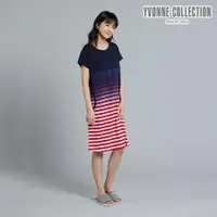 在飛比找誠品線上優惠-YVONNE COLLECTION 網路限定 條紋漸層短袖洋