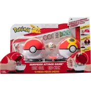 Pokemon Surprise Attack Rockruff vs Rowlet with Poke and Repeat Balls Battle Game