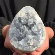 820g Natural Blue Geode Stone Quartz Crystal Specimen Mineral Healing