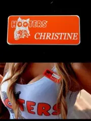 Hooters Uniform Christine Name Tag Pin Back Dress Role Play Costume Accessory