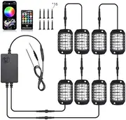 LED Rock Lights for Trucks 12 Pods,RGB LED Rock Lights Kit with App Remote Voice fo Lights Underglow Mode,Multicolor
