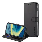 Nokia XR20 Case, SupRShield Wallet Leather Flip Magnetic Stand Case Cover (Black)