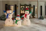 3-Piece LED Collapsible Snowmen Family Holiday Yard Decoration