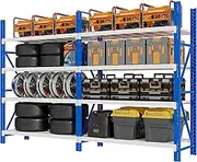4M x 2.4M Heavy Duty Metal Warehouse Garage Shelving System 800KG Storage Racking (Blue & White)