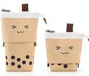 Kids Boba Cute Standing Pencil Case - Pop Up Pencil Box Makeup Pouch, Pen Holder Organizer Cosmetics Bag - Kawaii Stationery Gift for Kids (Coffee), CA1706_BN