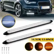 2x 13.6" Dynamic DRL Headlight LED Daytime Running Turn Signal Light 6000K/3000K (for: Renault)