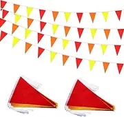 Rotenl 100 Feet 60 Pcs Red Yellow and Orange Pennant Banner Flag String Hanging Triangle DIY Flag, Bunting Streamers Decorations for Grand Opening, Birthday, Wedding Celebration (Red Yellow & Orange)