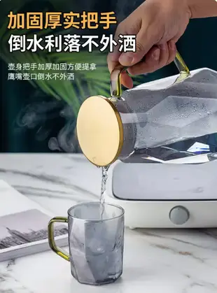 冷水壺家用 玻璃耐高溫防摔涼水壺 大容量涼白開水杯泡茶壺