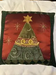Christmas Tree Sofa Pillow With Stars Gold, Green, Red