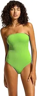 [Seafolly] Women's Bandeau One Piece Swimsuit with High Cut Leg, Florence