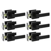 Matte Black Door Handle Interior Door Knob Passage Levers Set (No Lock), 6 Pa...