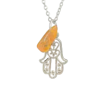 USA Handmade Keychain HAMSA Natural Baltic Amber Good Luck KIZIMA