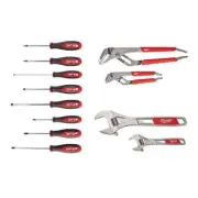 Milwaukee Screwdriver Set Magnetic Tips W/ Wrench+Straight Jaw Pliers (12-Piece)