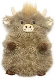 Plush Microwavable Heated Highland Cow Heating Pad for Menstrual Cramps & Back Pain Relief, 17"x8.26"x1.19" Light Brown Cute Style