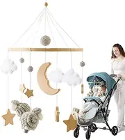 Crib Mobile - Bassinet Pendant with Music - Bohemian Calming Interactive Crib Mobile for 0-3 Nursery Stroller Bed Playtime