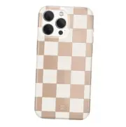 Checkered Phone Case for iPhone for Women - 15 Pro Max Nude Vibe Checkered