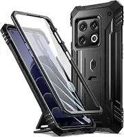 [Poetic] Revolution Case Compatible with OnePlus 10 Pro 5G, Built-in Screen Protector Work with Fingerprint ID, Full Body Rugged Shockproof Protective Cover Case with Kickstand, Black