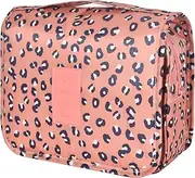 Travel Toiletry Bag, Hanging Toiletries Wash Bag Makeup Cosmetic Organizer Bags for Women Girls Kids Waterproof Foldable (Leopard Print)