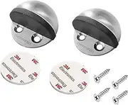 2 Pack Door Stopper, 3M Adhesive Door Holder Door Stop, Stainless Steel Brushed Door Stop for Home Hotel, No Need to Drill Floor Door Stop, Door Stopper Set with Rubber Bumper