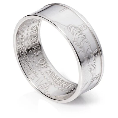 Kennedy Silver Half Dollar Coin Ring - 1992-2009 - "Heads" - Polished Finish