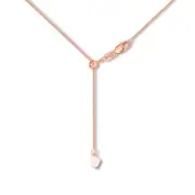 Adjustable Wheat Spiga Chain Necklace Real 14K Solid Pink Rose Gold up to 22"
