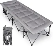 REDCAMP XXL Folding Oversize Camping Beds for Adults with Cushion and Pillow,29.5" Wide Portable Camp Bed for Sleeping Travel Camp Beds for Outdoor Home Office,Gray