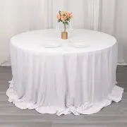 132" WHITE Scuba Polyester Round TABLECLOTH Wedding Table Linens Party Supplies