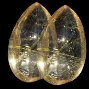 Polished Natural Hair Crystal Yellow Hairstone Rutilated Quartz Healing Stone