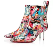 Christian Louboutin EPIC 70 Patent Metal Pik Heel Booties Ankle Boots $1395