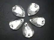 50 Clear Teardrop Flatback Crystal Sewing Rhinestone Gems 10X14mm Sew on Beads