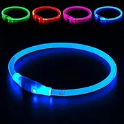 Light up Dog Collar, BSEEN USB Rechargeable Flash Dog Necklace Light, Pet Safety Collar Makes Your Beloved Dogs Be Seen at Night for Small Medium Large Dogs(Blue)