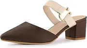 [Allegra K] Women's Pointed Toe Chunky Heel Dress Mules Pumps